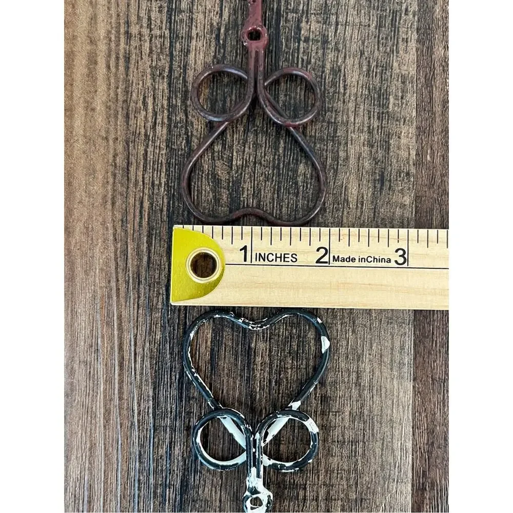 Shabby Chic Heart Wall Hooks Holders Chippy Country Wall Decor Small White Brown